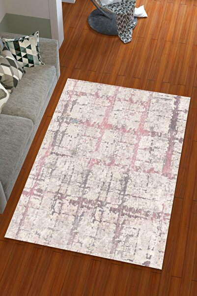 Miray Tekstil Ipek Kadife Pembe Renkli Jet Desen Lastikli Halı Örtüsü