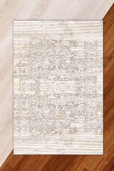 Miray Tekstil Silk Velvet Mink Colored Ethnic Pattern Elastic Carpet Cover