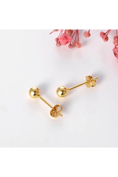 Arescollection Cerrahi Çelik Gold Renk Bir Çift Top Küpe