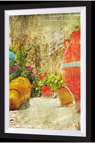 Hayat Poster Testi Flower Pots Artistic Frame Look Wooden Table