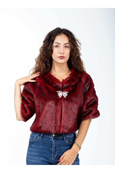 KürkZone Büyük Beden Çift Yakalı Broşlu Abiye Ve Gelin Bolero