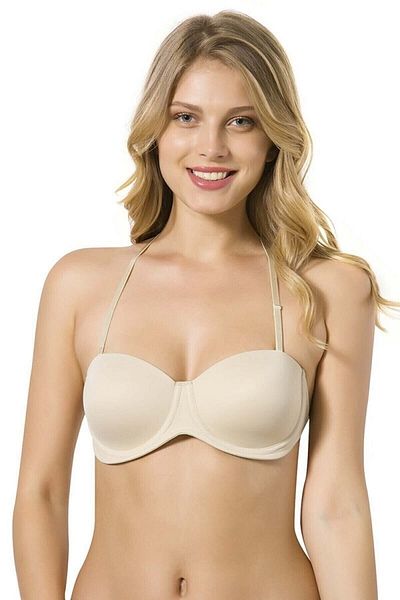 Le Jardin Women's Lilian Halter Neck Back Straps Transparent Unpadded Strapless Bra