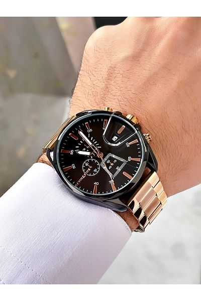 Navimarine Copper Color Functional Steel Strap Men's Wristwatch Bracelet Gift