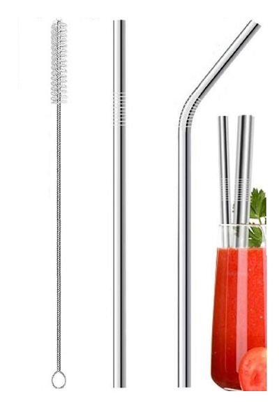 WAPPA Steel Straw Stainless Steel Metal Soft Drink Straw and Straw Cleaning Brush Set