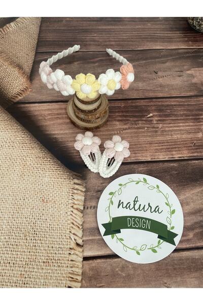 NATURA DESİGN تاج محبوك موديل باباتيا - طقم إبزيم مكون من قطعتين