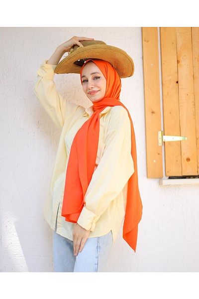 Narine Γυναικείο Hijab Cotton Cazz Shawl Model-πορτοκαλί