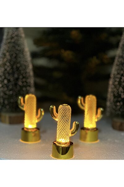 Genel Markalar Yılbaşı Masa Dekor Palmiye Led Lamba Lüks Aynalı Gold Altın Me...