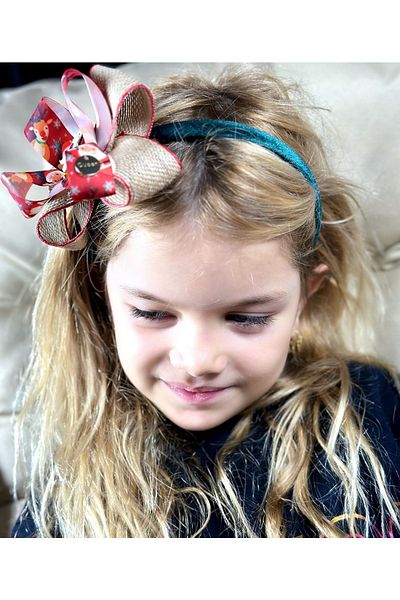 QUEEN AKSESUAR New Year's Glitter Santa Claus Decorated Velvet Crown with Straw Bow