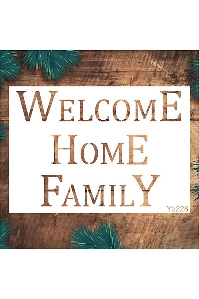 STENCİLTASARIM Stencil Design Yz228 Welcome Wall Wooden Glass Fabric Painting Template