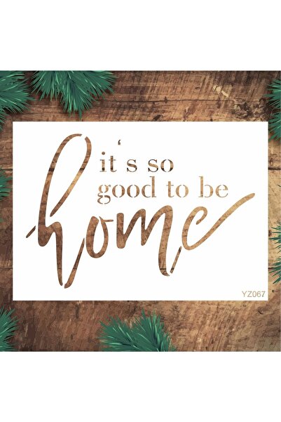 STENCİLTASARIM Stencil Tasarım Yz067 Home Duvar Ahşap Cam Boyama Deseni 21x30cm