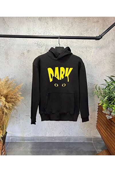 Tarzsokak Crna Oversize kroj Crna mačka Štampano Sa kapuljačom Pamuk Unisex m...