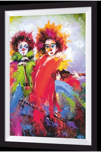 Hayat Poster Pictură din lemn cu aspect artistic de clovni colorați