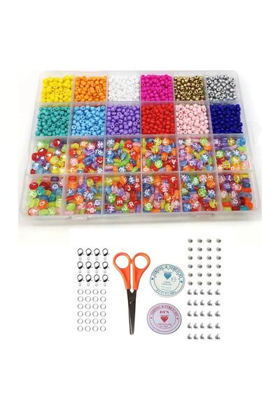 LİVZA BİJUTERİ 24 Bölmeli Kutu Eşliğinde 06 Kum Boncuk Harf Boncuk Takı Yapım...