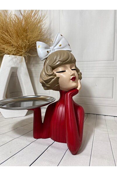 biomaxi plus Tepsili Kız Sunumluk Kirmizi&beyaz Kurdele 34 Cm X 27 Cm)