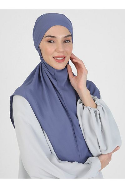 Ecardin Denim Blue - Turban cu centură din țesătură creponată St 091