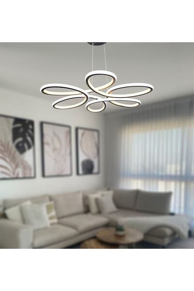 TT AYDINLATMA Tt308-sy Matte Black Daisy Model - Led Chandelier with 2 Color Modules
