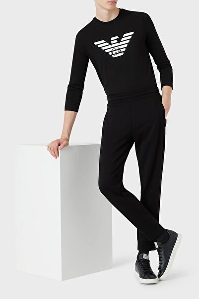 Emporio Armani Με λογότυπο Slim Fit Crew λαιμόκοψη μακρυμάνικο βαμβακερό μπλουζάκι Ανδρικό μπλουζάκι 8n1tn8 1jpzz 0