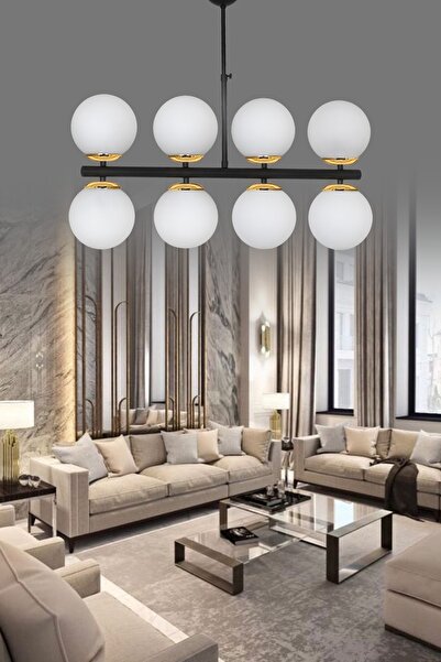 ŞL Şef Light Lagos 8'li Siyah Modern Lüks Avize