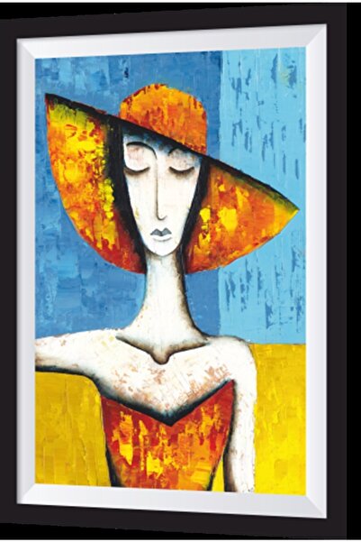 Hayat Poster Elegant Woman with Hat Artistic Frame Look Wooden Painting