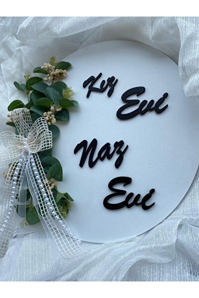 HOBİ55 Στολίδι πόρτας Κορίτσια Σπίτι Naz House Ξύλινο Φύλλο Ευκάλυπτου Λευκό Δώρο 23-2