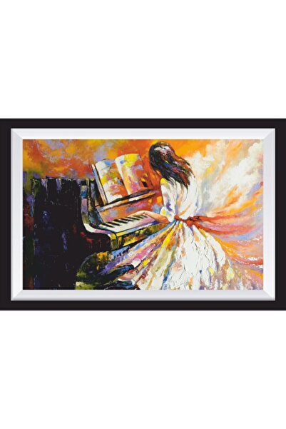 Hayat Poster Femeie care cântă la pian Cadru artistic Aspect pictură din lemn
