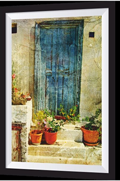 Hayat Poster Casă de sat Poartă Ghivece Cadru artistic Aspect Pictură din lemn