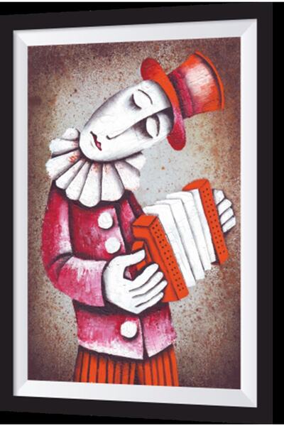 Hayat Poster Muzician care cântă la acordian Cadru artistic Aspect pictură din lemn