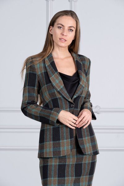Shahiqa Ekose Desenlı Tuvıt Ceket