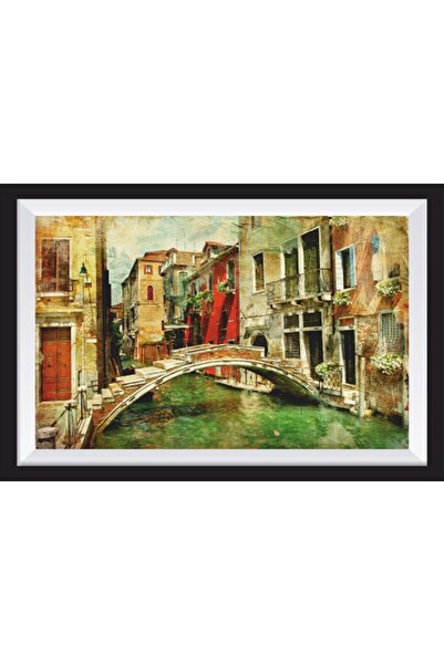 Hayat Poster Wooden Painting with Bridge Artistic Frame Appearance in Venice