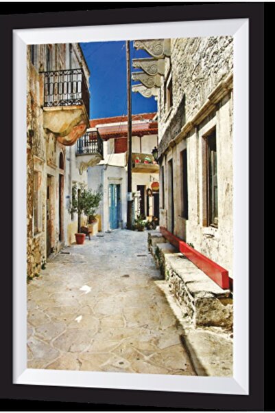 Hayat Poster Ulica u mediteranskom gradu, okvir s drvenom slikom