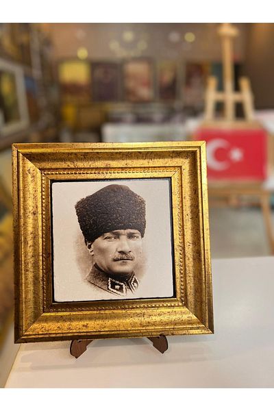 beedene Διακόσμηση τοίχου επιτραπέζιου γραφείου με πλαίσιο Atatürk από φυσική πέτρα