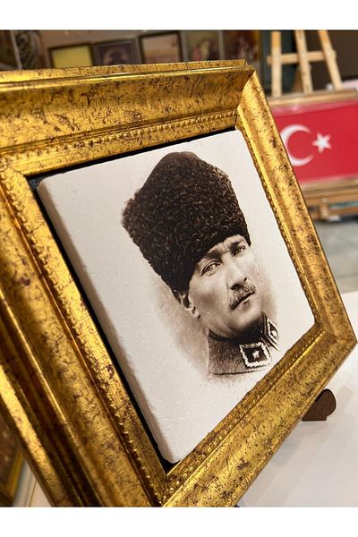 beedene Διακόσμηση τοίχου επιτραπέζιου γραφείου με πλαίσιο Atatürk από φυσική πέτρα