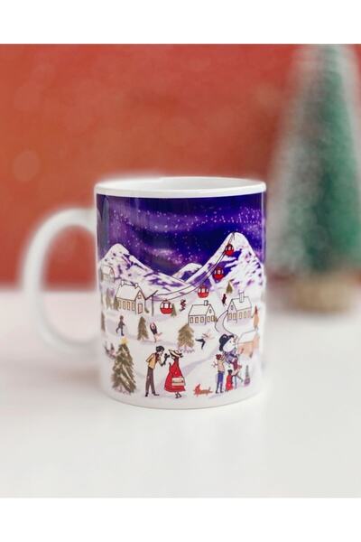 Bikutumutluluk Kış Manzarası Yılbaşında Mutluluk Hediye Kupa Bardak