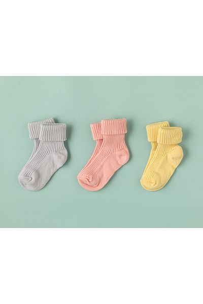 English Home 6-12 Months Baby Socks - Pink, Yellow and Lilac