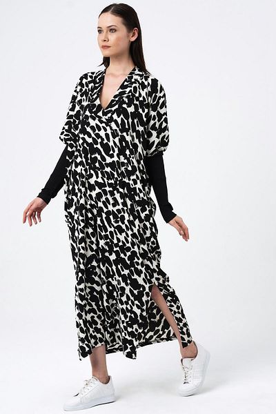 ALEXANDERGARDI Patterned Slit Long Dress (b22-7005b)