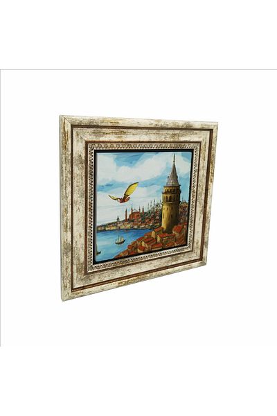 BAKSEPETE Galata Tower Hezarfen Ahmet Çelebi's Flight Printed Natural Stone Painting