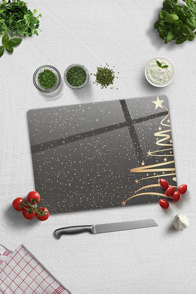 Decorita Glass Cutting Board - Glass Cutting Board |   New Year Smoked |   30cm X 40cm