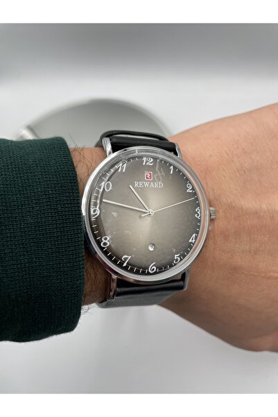 Reward ساعة يد رجالية من الجلد باللون الأسود للموسم الجديد