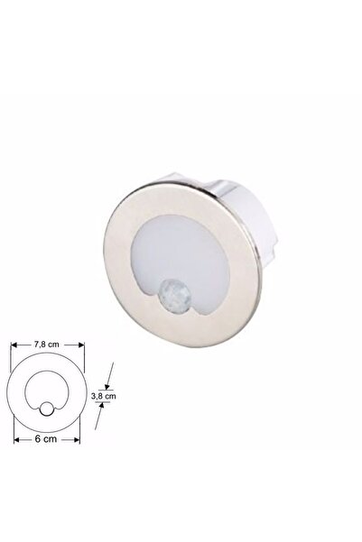 Cata Sensörlü Koridor Aydınlatma Yuvarlak Satin 1,5w Ct-5174 6400 K Beyaz Işık