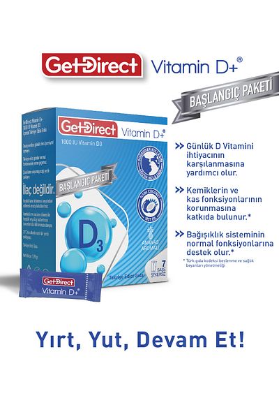 GetDirect 1000 وحدة دولية فيتامين د3 - حزمة المبتدئين، 7 أكياس مكملات غذائية