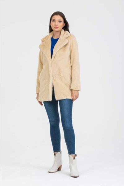 NAVY Rabbit Kürk Yakalı Ceket