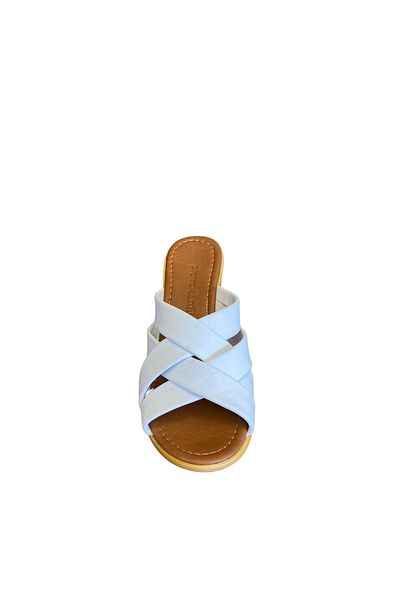 Pierre Cardin PC-7108 Papuci de damă albi cu toc din piele naturală