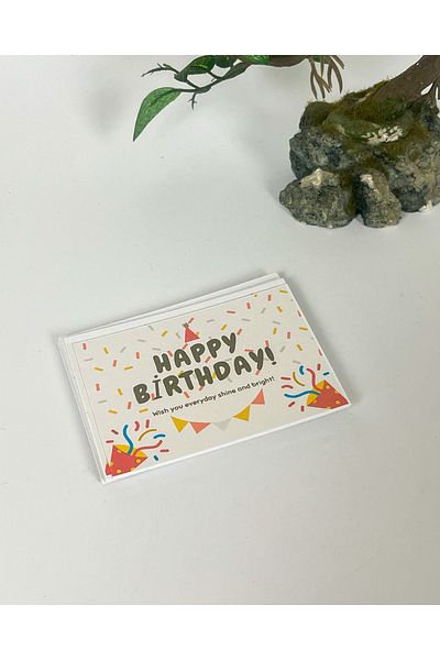 ButikSosyetik Happy Birthday New Year Card 5 X 8 Cm Size 50 Pieces