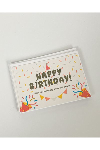 ButikSosyetik Happy Birthday New Year Card 5 X 8 Cm Size 50 Pieces