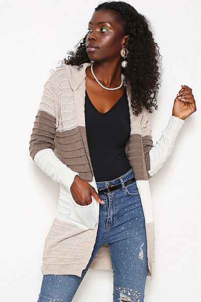 AVORWE Colorful Open Front Cardigan with Hood