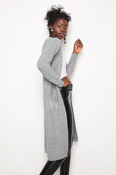 AVORWE Reverse Knit Open Front Cardigan with Pockets