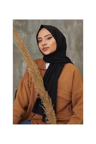 Narine Hijab Women's Cotton Jazz Shawl Model - Black