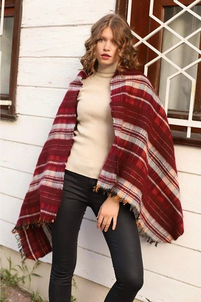 emybox Tasseled Boucle Shawl Spring Winter Autumn Multicolor Shawl Scarf For Shoulder And Neck