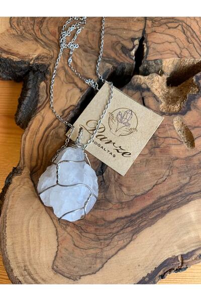 parze doğaltaş Moonstone Wire Spiral Necklace