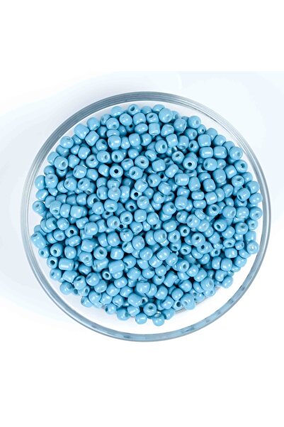 yfhobi 50 Gram - 4 Mm Açık Mavi Renk Büyük Boy Kum Boncuk, Takı Yapım Boncuğu...